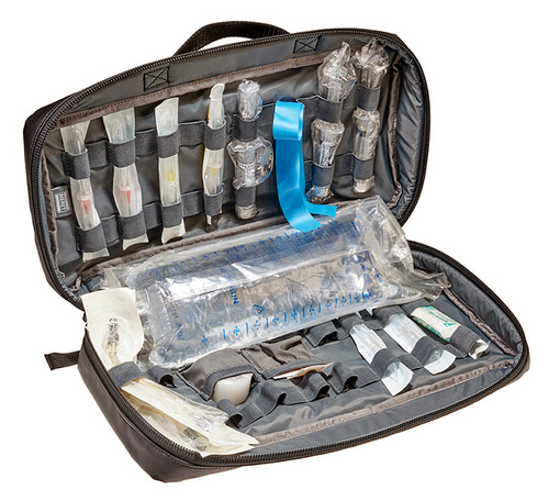 The IV MED™ PRO X medication/ IV startkit was designed for advanced life support medics as both an IV start kit for adults/ pediatrics as well as a medications kit with complete infection control.
 
Used by major metropolitan EMS teams and FIRE departments, this kit delivers what you need in an organized pack that fits securely inside the OMNI PRO.  The kit is designed to carry a variety of IV start needles, medications, tourniquets, vacutainers, alcohol prep swabs, tape, Tergaderm packages, up to 1000cc fluid bags or multiple of smaller IV solutions, catheters, syringes, and other IV start supplies. Everything you need, organized, and accessed fast.  Constructed internally and externally from non-absorbing wipe-clean infection control material designed specifically to easily clean and remove blood borne pathogens.