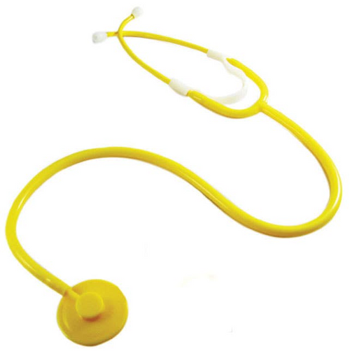 Pocket Nurse® Yellow Isolation Disposable Stethoscope, Use this disposable stethoscope to teach infection control protocols.