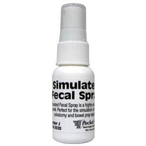 Simulated fecal spray is a highly concentrated fecal smell. Perfect for the simulation of incontinence, colostomy, and bowel-prep teachings.