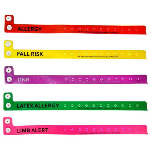 By frequent instructor request, Pocket Nurse® now offers the popular patient alert wristbands with a plastic snap closure,