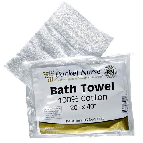 Pocket Nurse® Bath Towel Each Natural 20" x 40" *Non-Returnable, 100% Cotton White 20" x 40", medical supplies online Canada