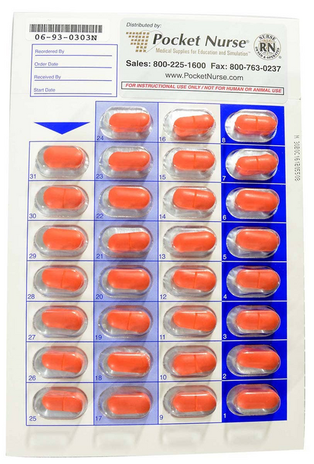 Demo Dose® Long Term MVt Medication Pack (For Training Purposes Only), Teach proper administration of this multivitamin. Used to supplement nutritional intake.