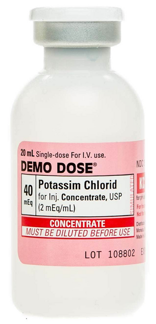 Demo Dose® Potassim Chlorid 20 mL (For Training Purposes Only), Therapeutic Class: Potassium Supplement Volume: 20 mL Strength: 2 mEq/mL