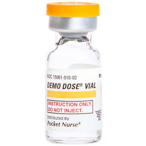 Demo Dose® Distilled Water, Amber or Clear Vial (For Training Purposes Only), Therapeutic Class: Fluid Volume: 1 mL Simulate the preparation of intradermal and immunization injections.