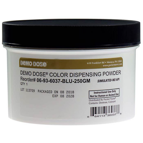 Simulate the preparation of topical compounding with our SimBases bases with our new Demo Dose Blue Dispensing Powder. Students can experience the techniques required to ensure proper dispersing of a drug into gel, ointment, cream and more.