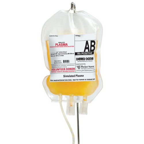 Teach the proper administration of this fresh frozen plasma. Used to treat bleeding due to acquired multiple factor deficiencies such as seen due to large volume bleeding or disseminated intravascular coagulation (DIC).