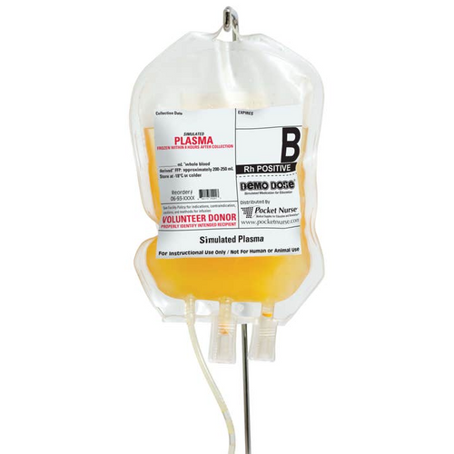 Teach the proper administration of this fresh frozen plasma. Used to treat bleeding due to acquired multiple factor deficiencies such as seen due to large volume bleeding or disseminated intravascular coagulation (DIC).