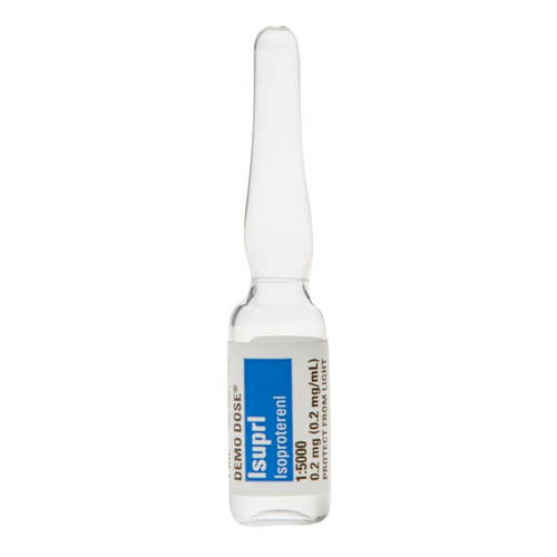 Demo Dose® Isoproterenl hydrochlorid (Isuprl) 0.2mg/mL 1mL(For Training Purposes Only), Therapeutic Class: Bronchodilator Volume: 1 mL Strength: 0.2 mg/mL