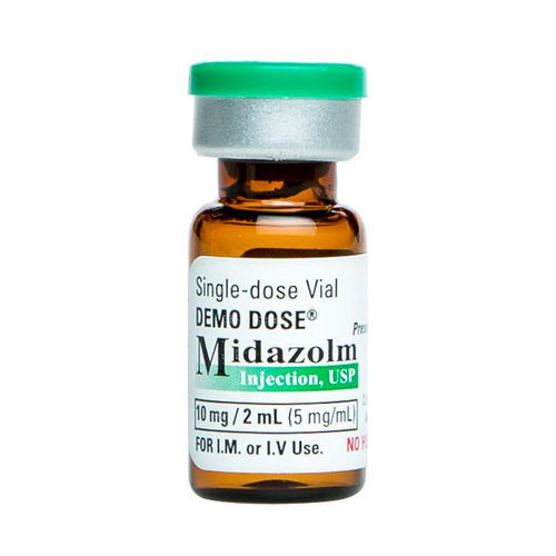 Demo Dose® Midazolm Versd 10 mg/2 mL (5 mg/mL) (For Training Purposes Only), Therapeutic Class: Anxiolytic Volume: 2 mL Strength: 5 mg/mL