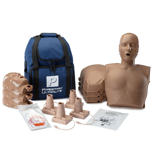 PRESTAN® Ultralite® Training Manikin with CPR Feedback (4-Pack). Buy a single Prestan CPR Manikin with feedback here. The new Ultralite with CPR Feedback incorporates an upgraded compression piston which monitors CPR rate and depth making the New Ultralite Manikins a portable solution that now complies with the AHA and ARC CPR Feedback Requirements. The monitor light shows red when compression rate or depth is out of range and will turn green for good compressions. The PRESTAN Ultralite Manikins weigh less than 4 pounds each and feature the same quality and durability you have come to expect from PRESTAN. Select skin tone by using the dropdown window above. Not made with natural rubber latex. Each CPR Monitor requires two "AA" batteries (not included).