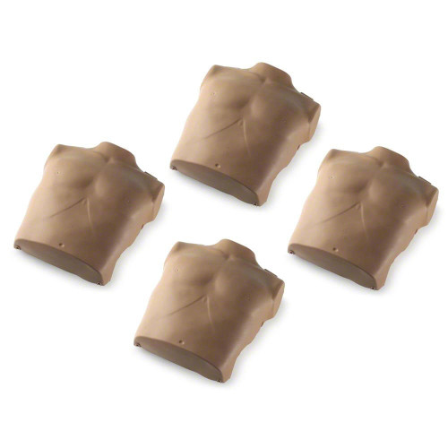 Replacement dark torso skins for the PRESTAN Professional Dark Skin Adult Manikin. 4 per package. Not made with natural rubber latex.