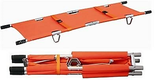 EZ108 Foldable Stretcher  High strength Aluminum Alloy and Oxford Leather material Light weight, portable, easy to carry, flexible handles, and carrying bag included Dimensions:  Length: 76” x Width: 21” x Height: 4.2”  Length: 40” x Width: 7” x Height: 6” (folded) Net weight: 10.5 lbs Weight capacity: 350 lbs