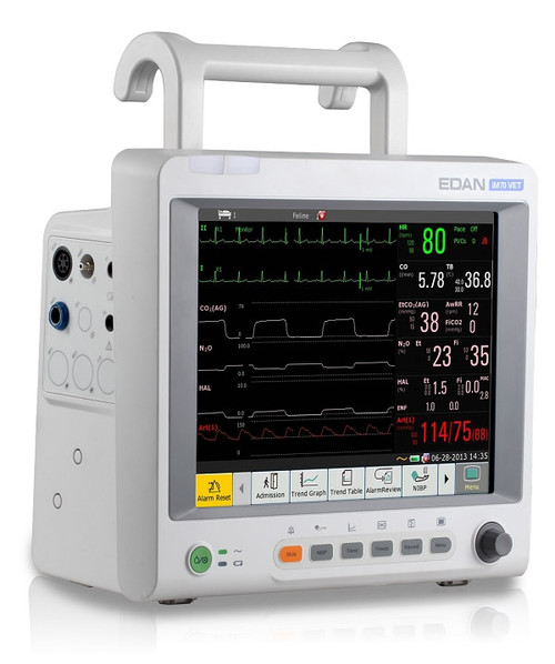 12.1 inch high resolution color TFT-LCD screen
Full touch screen and customizable shortcuts for simple and intuitive operation
Defibrillation and electrosurgical interference protection
Basic parameters monitoring with optional capnography and anesthesia monitoring available
Suitable for feline, canine and other animals