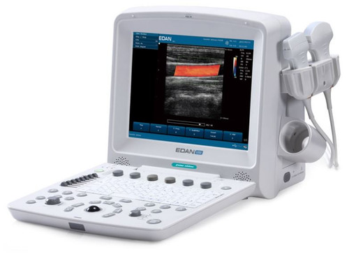 12.1" high resolution LCD screen
Directional power doppler imaging, operates in multi-beam formation, phased inversion harmonic compound imaging, speckle resistance imaging, spatial compound imaging
Multiple peripheral ports including VGA, composite video, and USB
Multi-frequency broadband transducer selection
Conveniently located gel holder
Color doppler flow imaging
Pulsed wave doppler