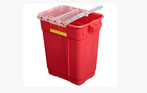 BD® Large and Extra Large Sharps Container, 9 gal, hinge top, red 305615