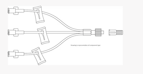 BD® Q-Syte™ Needle-free Connector with 15 cm (6 in.) small bore tri-extension set and spin nut