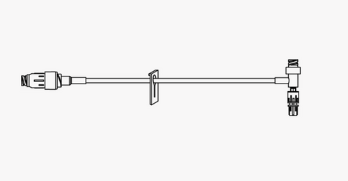 BD MaxZero™ Extension Set, minibore tubing, 1 bonded BD MaxZero™ Needle-free Connector, needle-free access T-connector, 1 white slide clamp MZXT9001