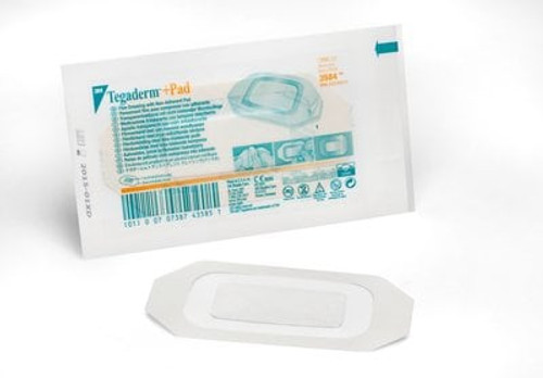 3M™ Tegaderm™ +Pad Film Dressing with Non-Adherent Pad, 3584, dressing size 2-3/8 in x 4 in (6 cm x 10 cm) , pad size 1 in x 2-3/8 in (2.5 cm x 6 cm)
