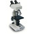 The course microscopes M100/B100 are distinguished by their robust construction and ease of operation. They are equipped with three or four achromatic objectives as used in common practice and have a simple object stage with two clips for holding slides.
