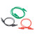 Set of three copper leads with highly flexible PVC insulation for connecting to free-fall apparatus (U8400830), with stackable 4 mm safety laminated plugs at both ends. Two leads 75 cm long, one red and one black.