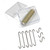 Set of propulsion weights and thread for acceleration of sliders on air-cushion track. Consisting of 3 S-shaped hooks, 1 g, 5 S-shaped hooks, 2 g, and 1 roll of sewing thread.