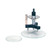 For measuring plate thicknesses, depressions and radii of curvature of spherical surfaces, for example, lenses. The device consists of a tripod with three steel tips which form an equilateral triangle.