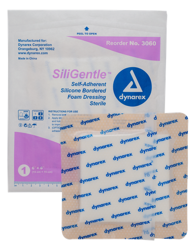 SiliGentle - Silicone Bordered Foam Dressing, 6" x 6", 12/10/Cs