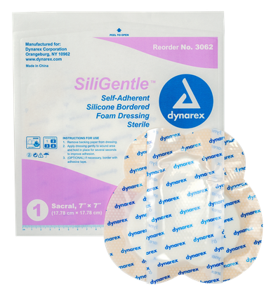SiliGentle - Silicone Bordered Foam Dressing, Sacral 7" x 7", 12/5/Cs