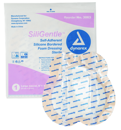 SiliGentle - Silicone Bordered Foam Dressing, Lg Sacral 9" x 9", 12/5/Cs