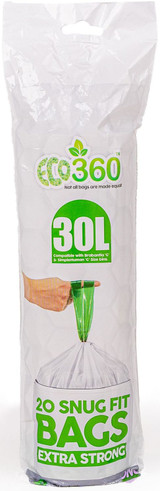 Eco360 30L 20 Snug Fit Bin Liners Extra Strong