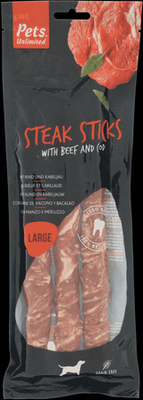 Pets Unlimited Dog Large Steak Sticks with Beef & Cod pk3