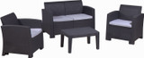 Xico Rattan Sofa Set 4 Piece Dark Grey