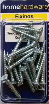 Home Hardware  Hardened Pozi Twinthread CSK Woodscrews BZP 1" x 6 pack of 24