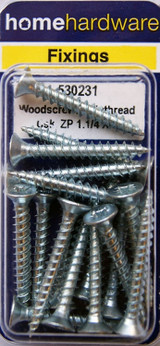 Home Hardware Hardened Pozi Twinthread CSK Woodscrews BZP 1 1/4" x 8 pack of 14