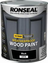 Ronseal 10Y Weatherproof Wood Paint Black Satin 750ml