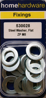 Home Hardware  Flat Steel Washers BZP M8 pack of 15