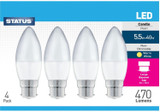 Candle LED BC Warm White Bulb 5w=40w Pack of 4