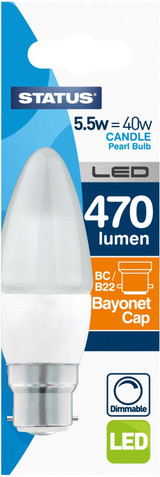 Candle LED BC Warm White Bulb 5.5w=40w