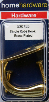 Home Hardware Single Robe Hook Brass Plated 