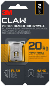 3M Claw Picture Hanger For Drywall Holds 20kg Card Of 2