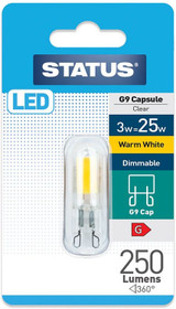 Status 3/25w LED G9 Warm White Dimmable Bulb