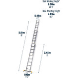 Werner Trade 3 Part Extension Ladder 2.45 To 6.38m