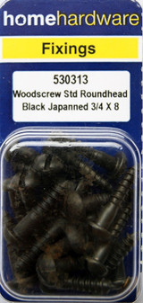 Home Hardware  Round Head Woodscrews Black Japanned 3/4" x 8 pack of 15