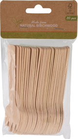 Mini Fork Birch Wood Set 30 Pack