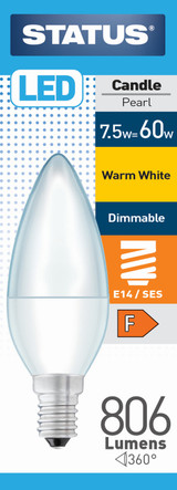 Candle LED SES Warm White Bulb 7.5w=60w