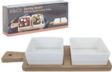 B&Co Serving Board with 2 Square Ceramic Dishes
