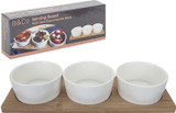 B&Co Serving Board with 3 Round Ceramic Bowls