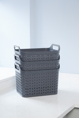 Strata Urban Store Basket And Lid Medium Charcoal 14 Litres Capacity 23 x 23.5 x 30.5cm