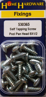 Home Hardware  Pozi Pan Head Self Tapping Screws BZP 1/2" x 8 pack of 17