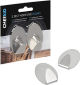 Chef Aid Medium Stainless Steel Self Stick Oval Hooks 2 Pack